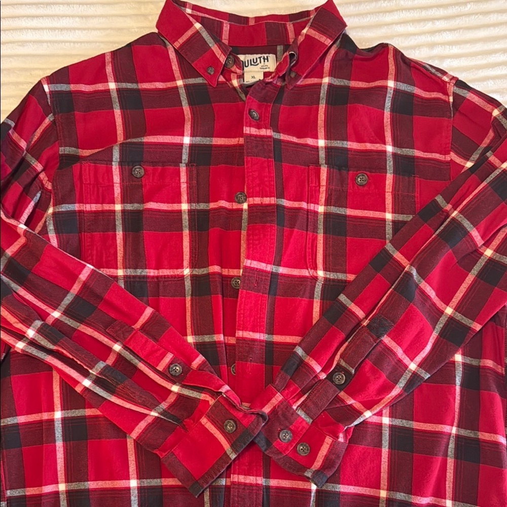 Duluth Trading Co Men's Red Plaid Flannel Shirt- size XL
